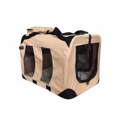 Hundtransportlåda + liggunderlag (storlek M / 70 cm, beige)