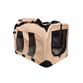 Hundtransportlåda + liggunderlag (storlek M / 70 cm, beige)