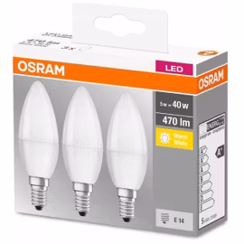 E14 LED OSRAM 5W B40 Varmvit 2700k, 3-pack