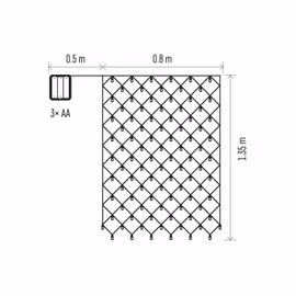 Julnät LED, 3 × AA,  varmvit, timer