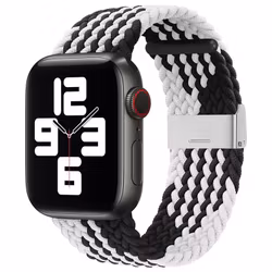 Klockarmband med flätat Svart/Vitt tygband för Apple Watch Ultra / 8/7/6 / SE / 5/4/3/2 (49 mm / 45 mm / 44 mm / 42 mm)