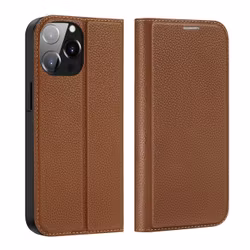 Dux Ducis Skin X2 fodral till iPhone 14 Pro Max magnetiskt flipfodral brun