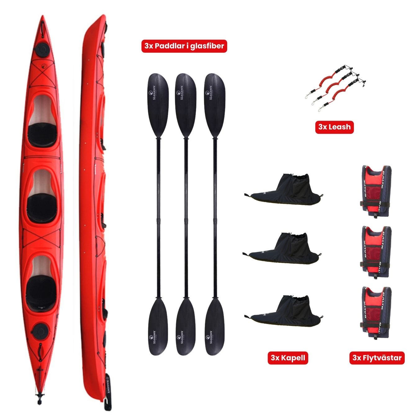 Trippelkajak - Seahawk Expedition K3 (3-sits) - Paket
