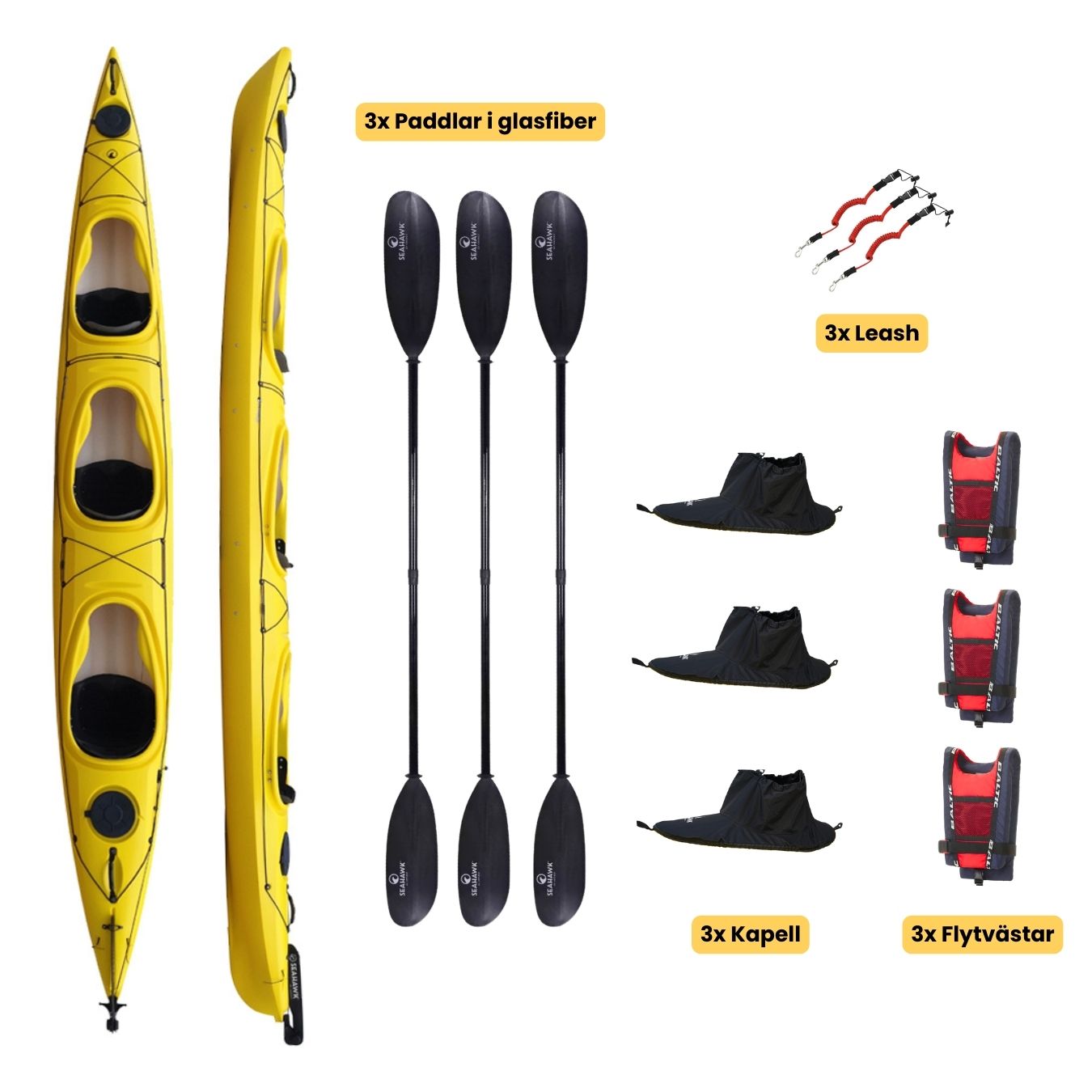 Trippelkajak - Seahawk Expedition K3 (3-sits) - Paket