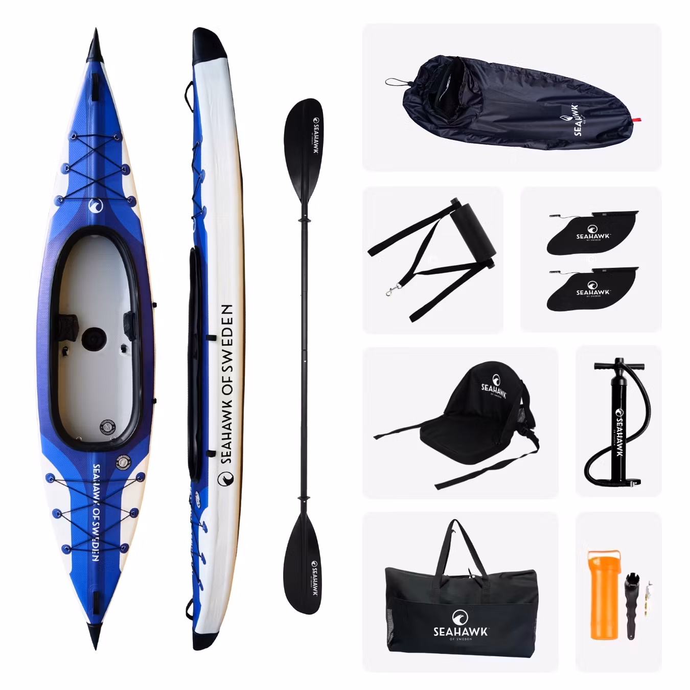 Seahawk Aero K1 modell 2025 - Uppblåsbar Kajak 1 person - Paket