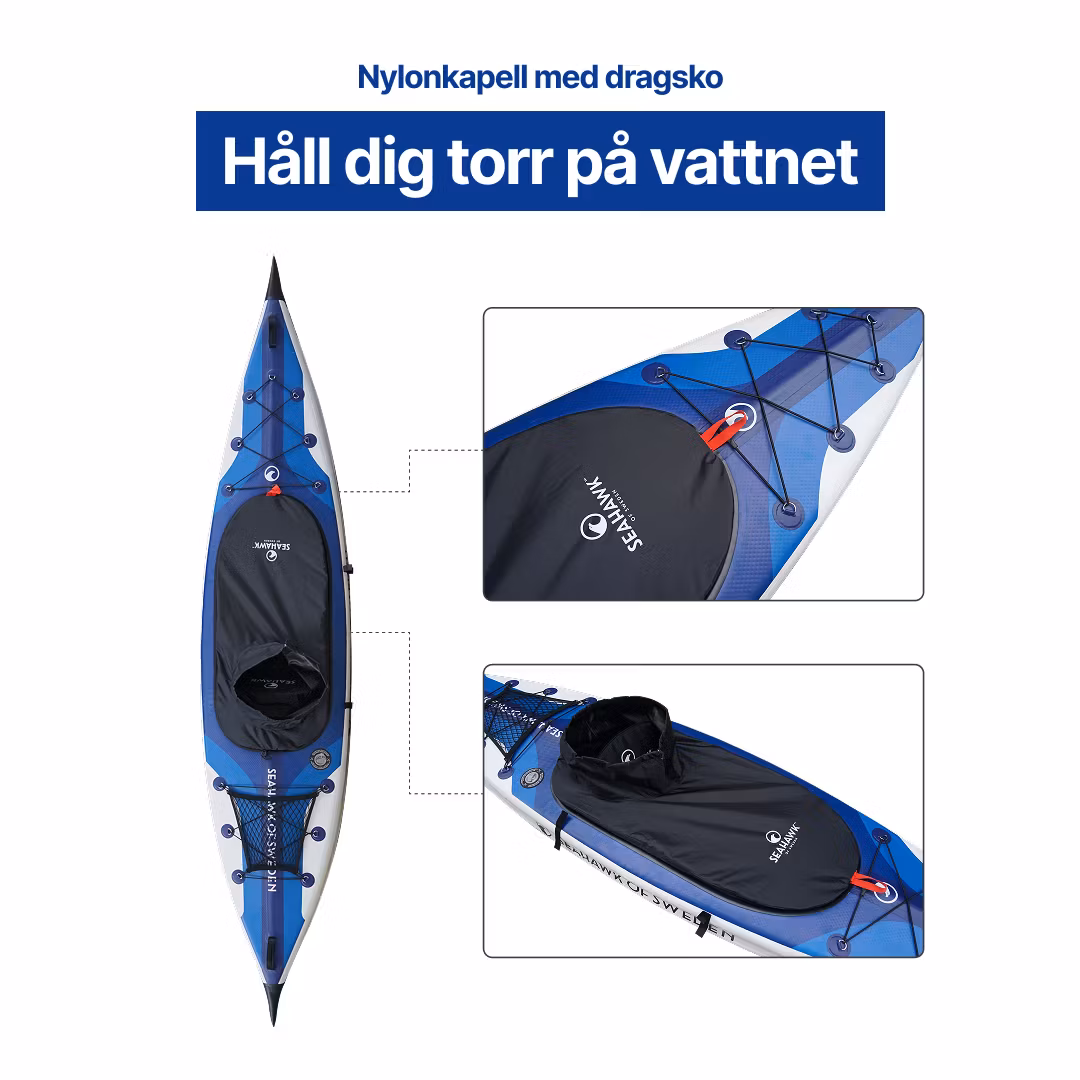 Seahawk Aero K1 modell 2025 - Uppblåsbar Kajak 1 person - Paket