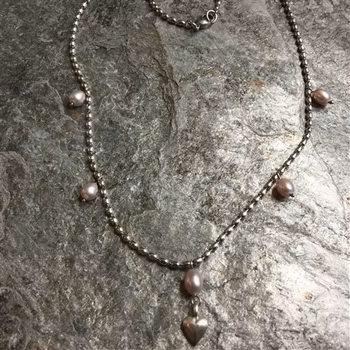 Kalevala Silverhalsband med sötvattenspärlor