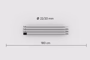 Bent støttestang i lettvekts aluminium (justerbar 45-180cm)