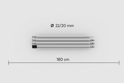 Bent støttestang i lettvekts aluminium (justerbar 45-180cm)