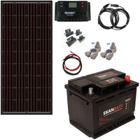 SKANBATT Solcellepakke Camping/Vanlife komplett - Mini - 12V - 80W - 60Ah fritidsbatteri
