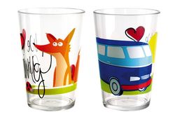 Fargerike drikkeglass 2stk