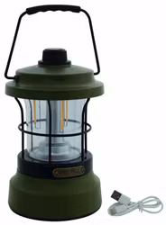Solid bordlampe "retro" olivenfarget med regulerbar ledlys