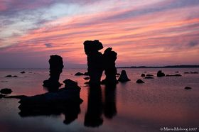 Röd Solnedgång vid Gamlehamn, Gotland