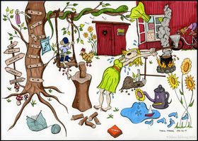 Personligt original om din familj/händelse - Cartoony vit bakgrund