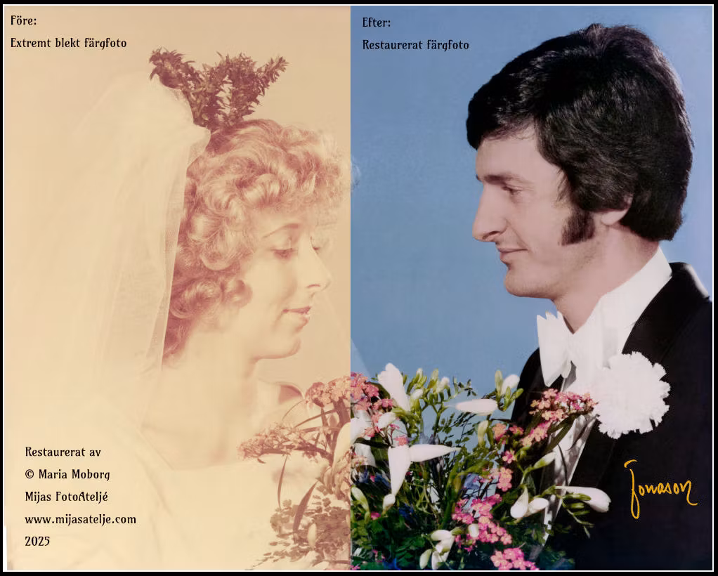 Mycket omfattande Digital restaurering av äldre färgfoto