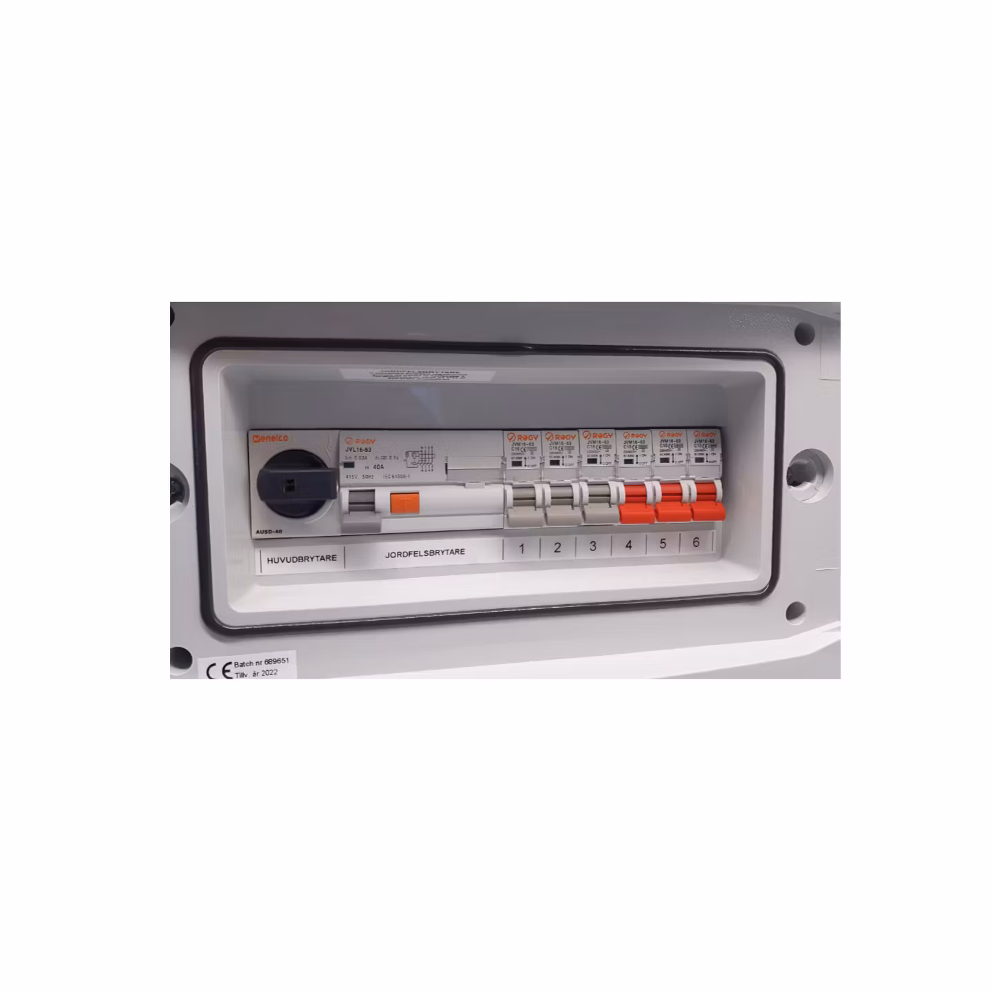 Elcentral förmonterad IP65 1-radig 12 moduler ROGY