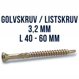 Golvskruv / Listskruv 3,2 Gul / VIT 250st FAST
