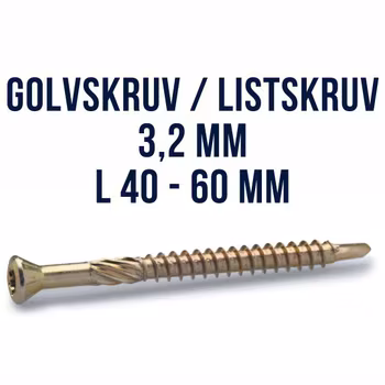 Golvskruv / Listskruv 3,2 Gul / VIT 250st FAST