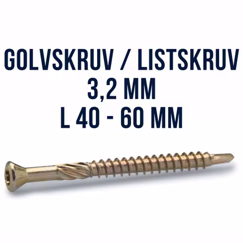 Golvskruv / Listskruv 3,2 Gul / VIT 250st FAST