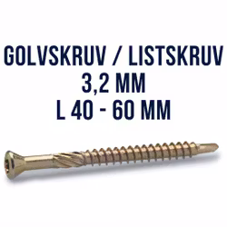 Golvskruv / Listskruv 3,2 Gul / VIT 250st FAST