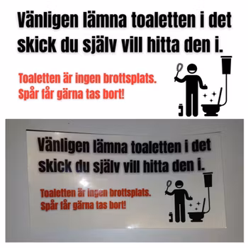 "Toalettinformation" - Klistermärken 20x10 cm SV