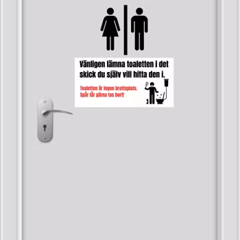 "Toalettinformation" - Klistermärken 20x10 cm SV