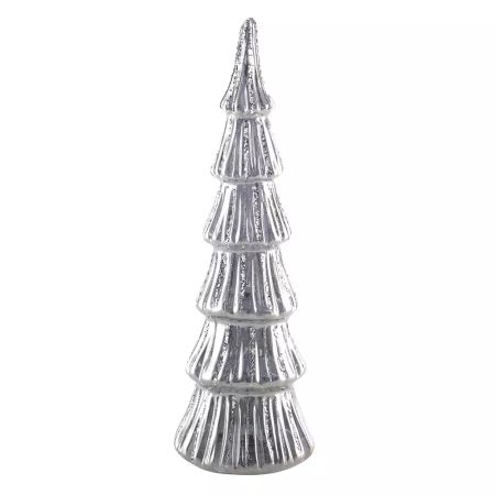 Juletre i sølvglass 25 cm, med lys