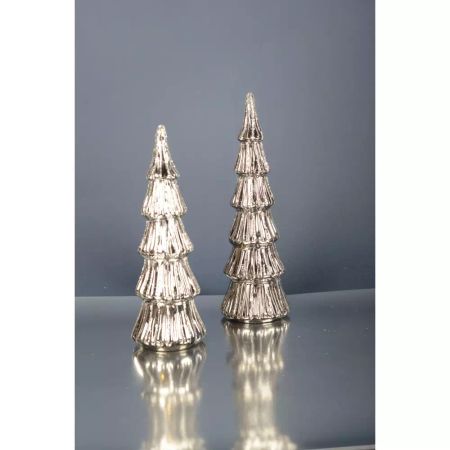 Juletre i sølvglass 25 cm, med lys