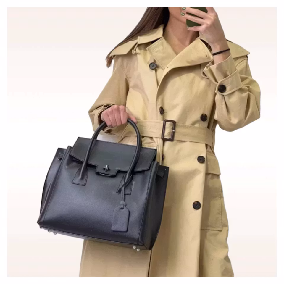 Italiensk svart Saffiano-skinnveske Vittoria håndlaget i Firenze