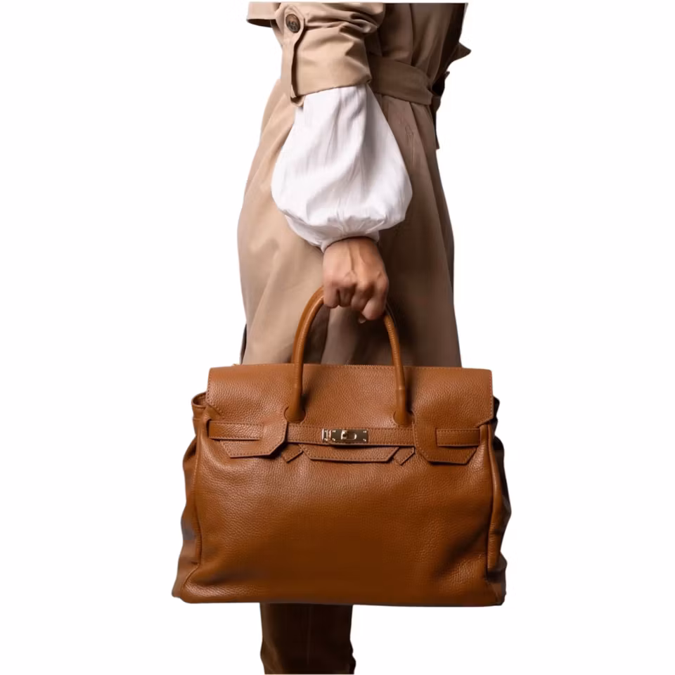 Bianca beige italiensk skinnveske, håndlaget i Firenze