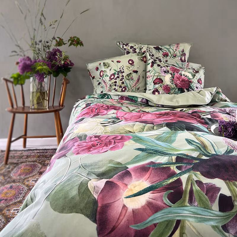 Blossom Garden økologisk bomull dobbel-dynetrekk 220cm med pynteputetrekk