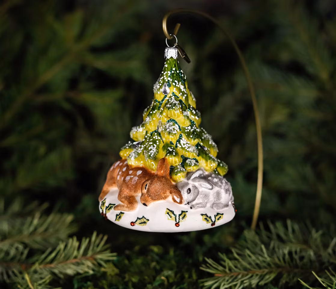 Vintergrana, 12 cm hånddekorert glassornament