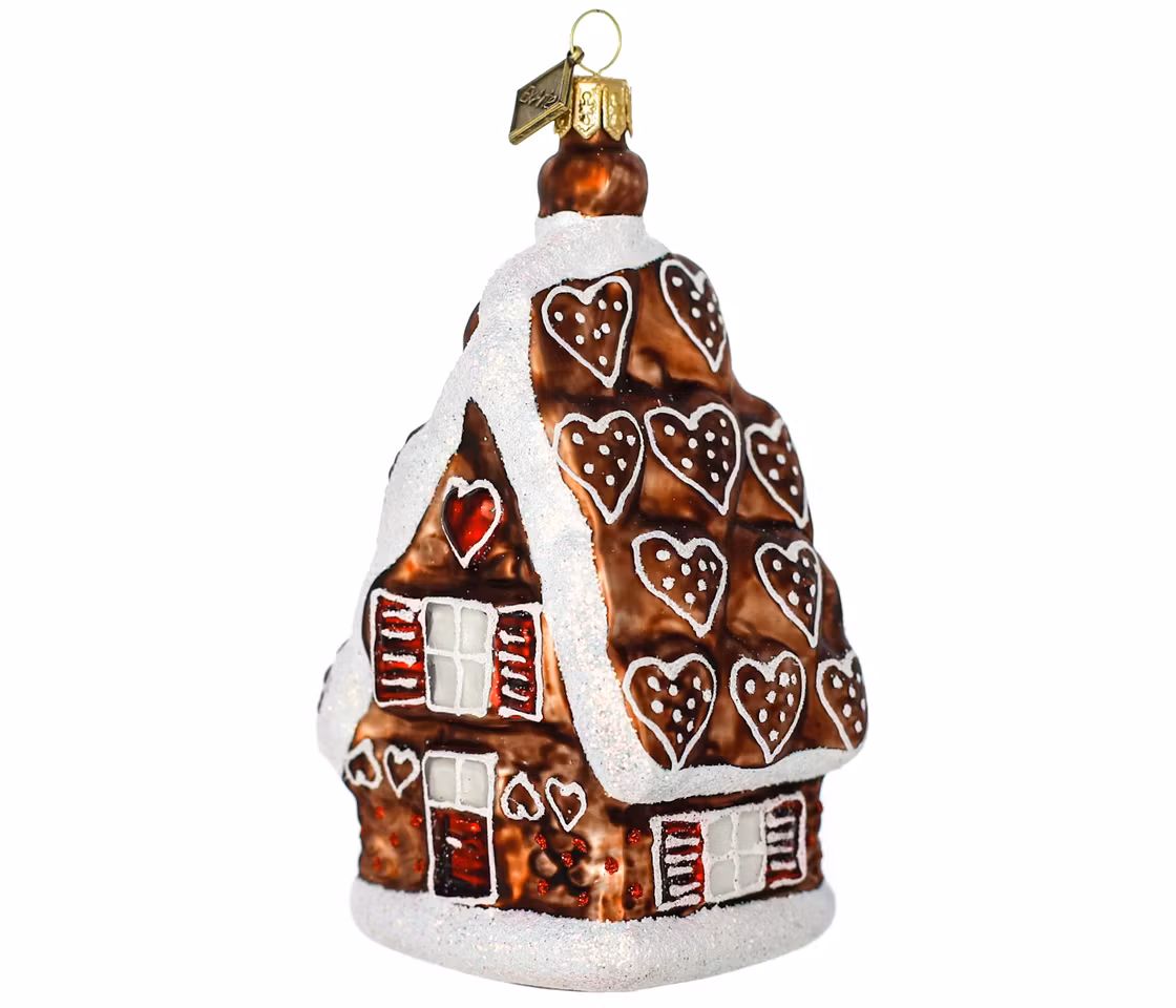 Pepperkakehuset, 11 cm hånddekorert glassfigur