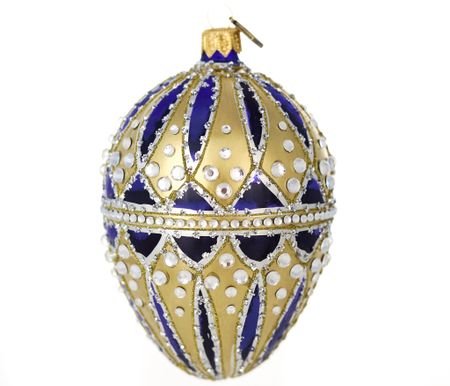 Gullranke, 13 cm hånddekorert glassegg