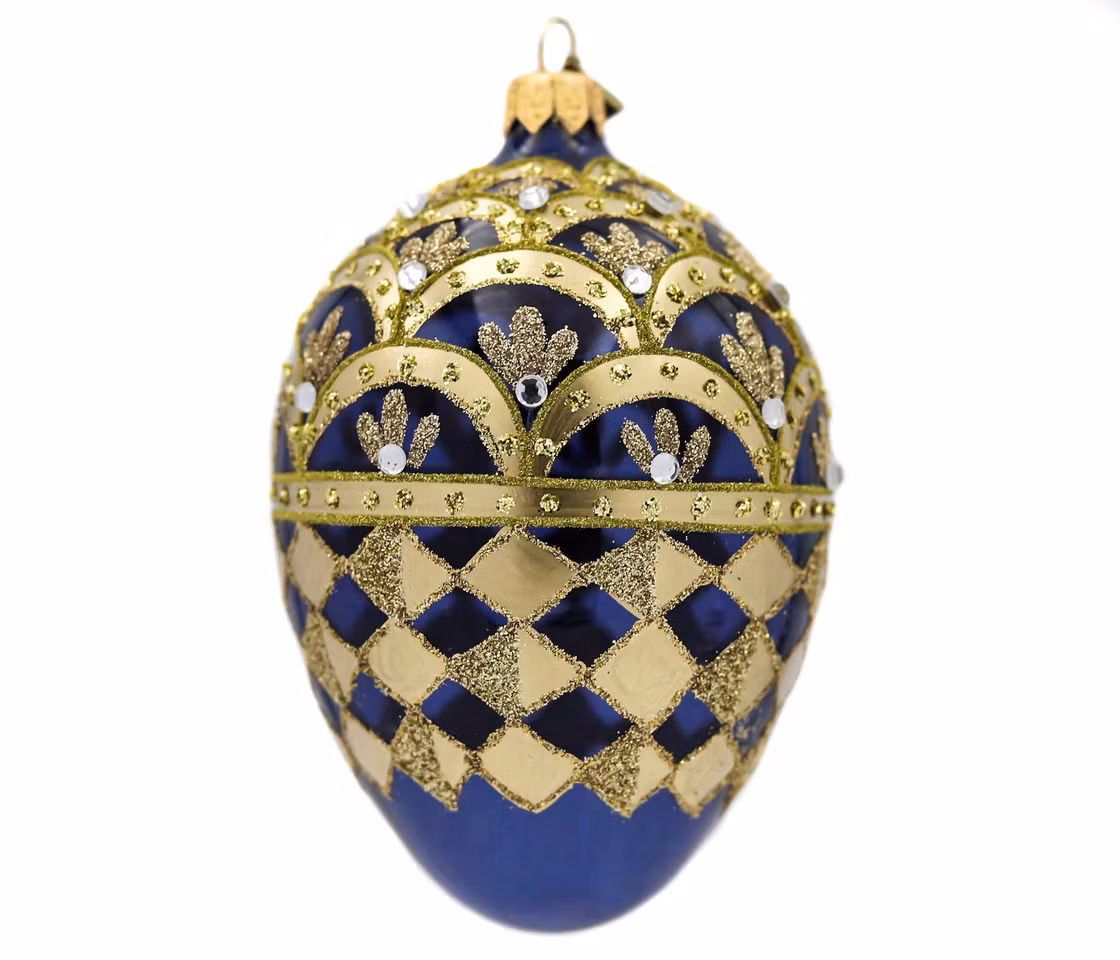 Art Deco, 13 cm hånddekorert glassegg