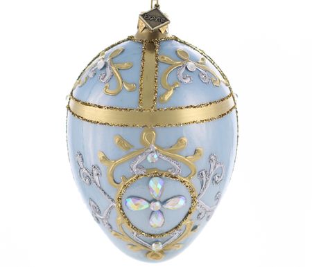 Azure, 13 cm hånddekorert glassegg