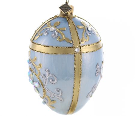 Azure, 13 cm hånddekorert glassegg