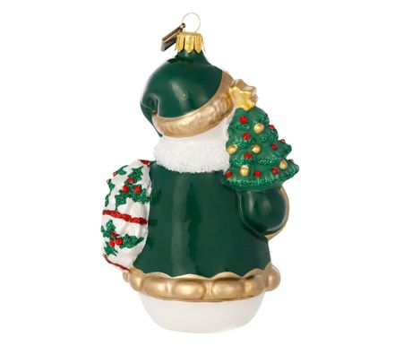 Snømannen med den grønne jakke, 12 cm hånddekorert glassfigur