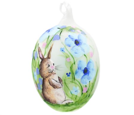 Vårens vakre kanin, 9 cm hånddekorert glassegg