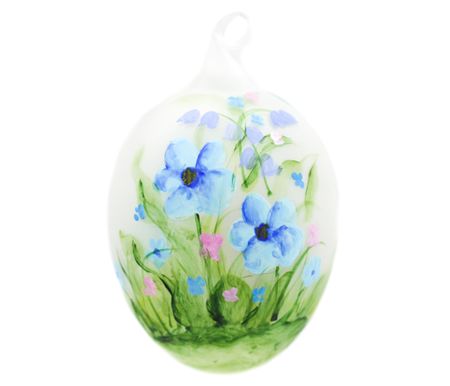 Vårens vakre kanin, 9 cm hånddekorert glassegg