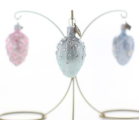 Perlepastell 3pk, 5 cm hånddekorert glassegg