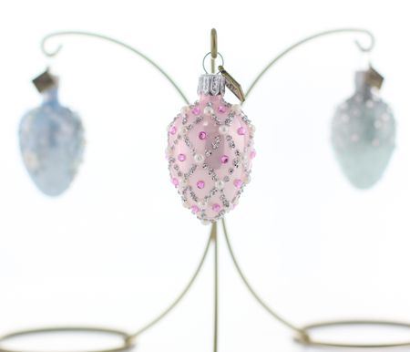 Perlepastell 3pk, 5 cm hånddekorert glassegg