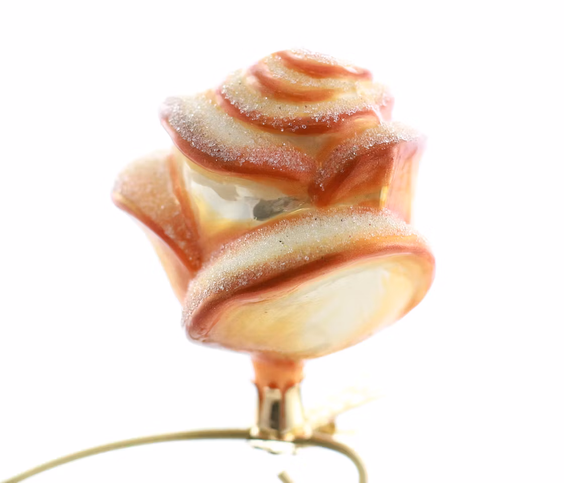 Te-rosen, 8 cm hånddekorert glassrose