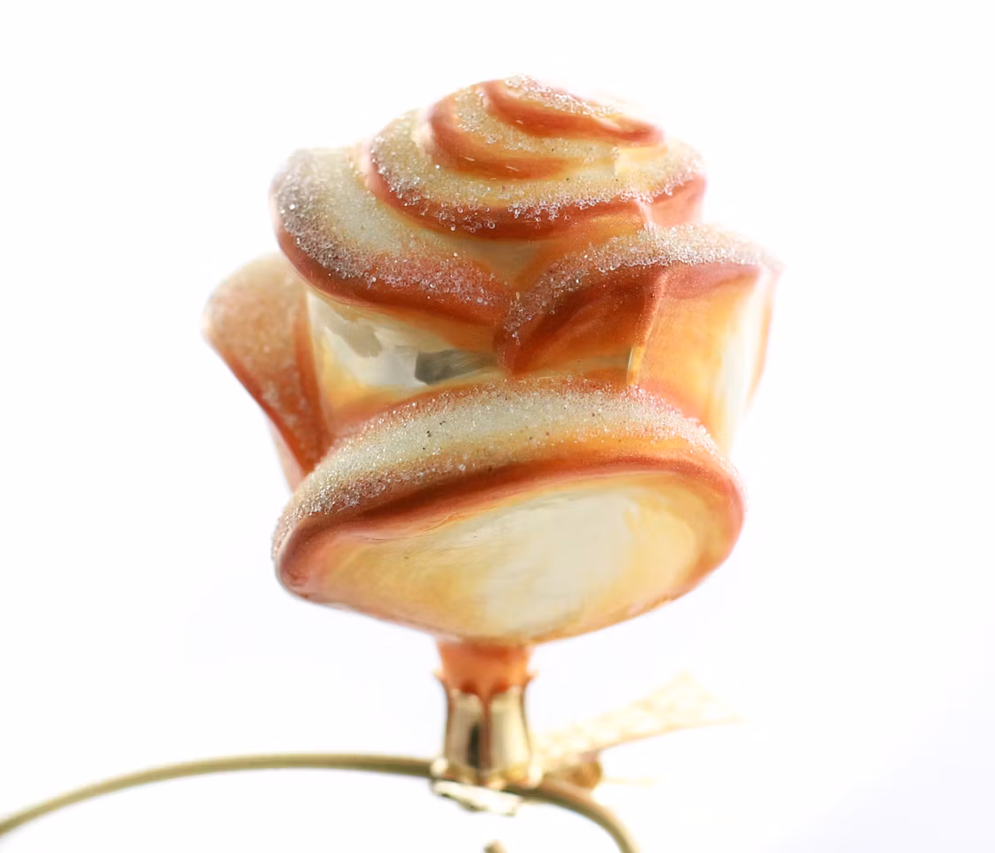 Te-rosen, 8 cm hånddekorert glassrose