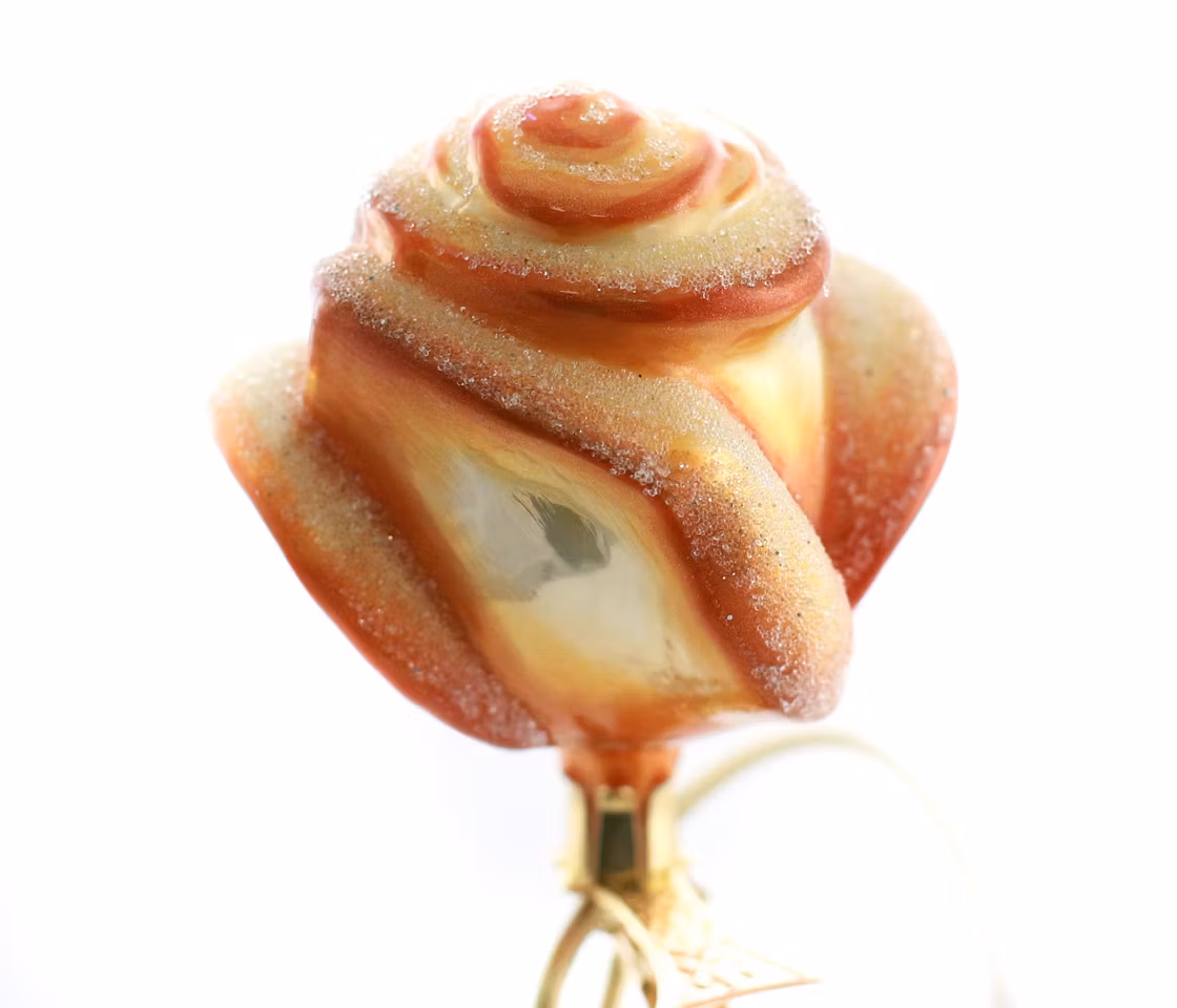 Te-rosen, 8 cm hånddekorert glassrose