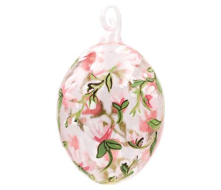 Magnolia, 7,5 cm hånddekorert glassegg