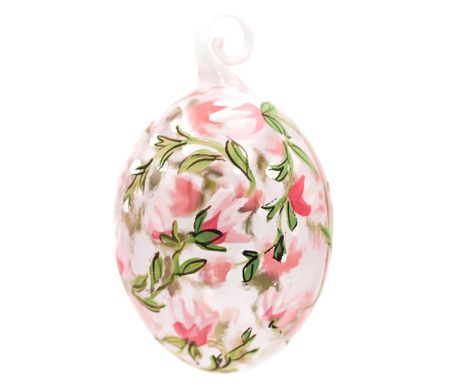 Magnolia, 7,5 cm hånddekorert glassegg