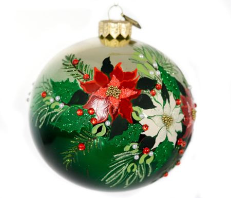 Juledekorasjon, 10 cm hånddekorert glasskule