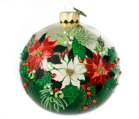Juledekorasjon, 10 cm hånddekorert glasskule