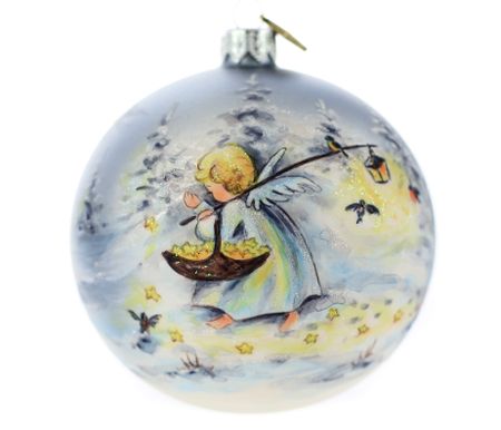 Engelens stjerner, 10 cm hånddekorert glasskule